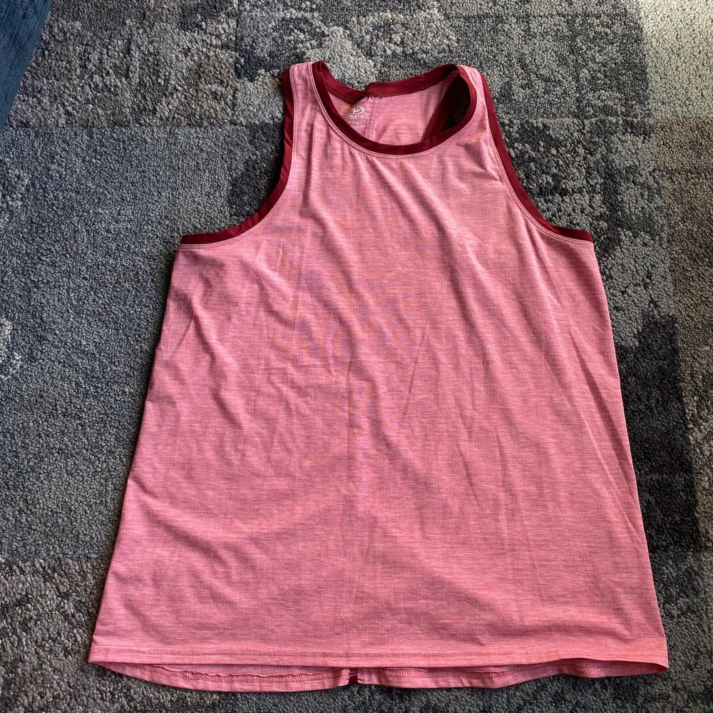 Athletic Halter Tank Pink Red Crewneck Sleeveless Activewear Shirt LARGE